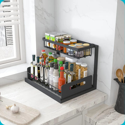 SlideRack® | Organizador Extraíble de 2 Niveles para Cocina y Baño