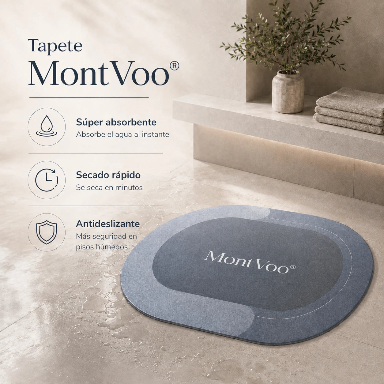 MontVoo® | Tapete de baño antideslizante, súper absorbente