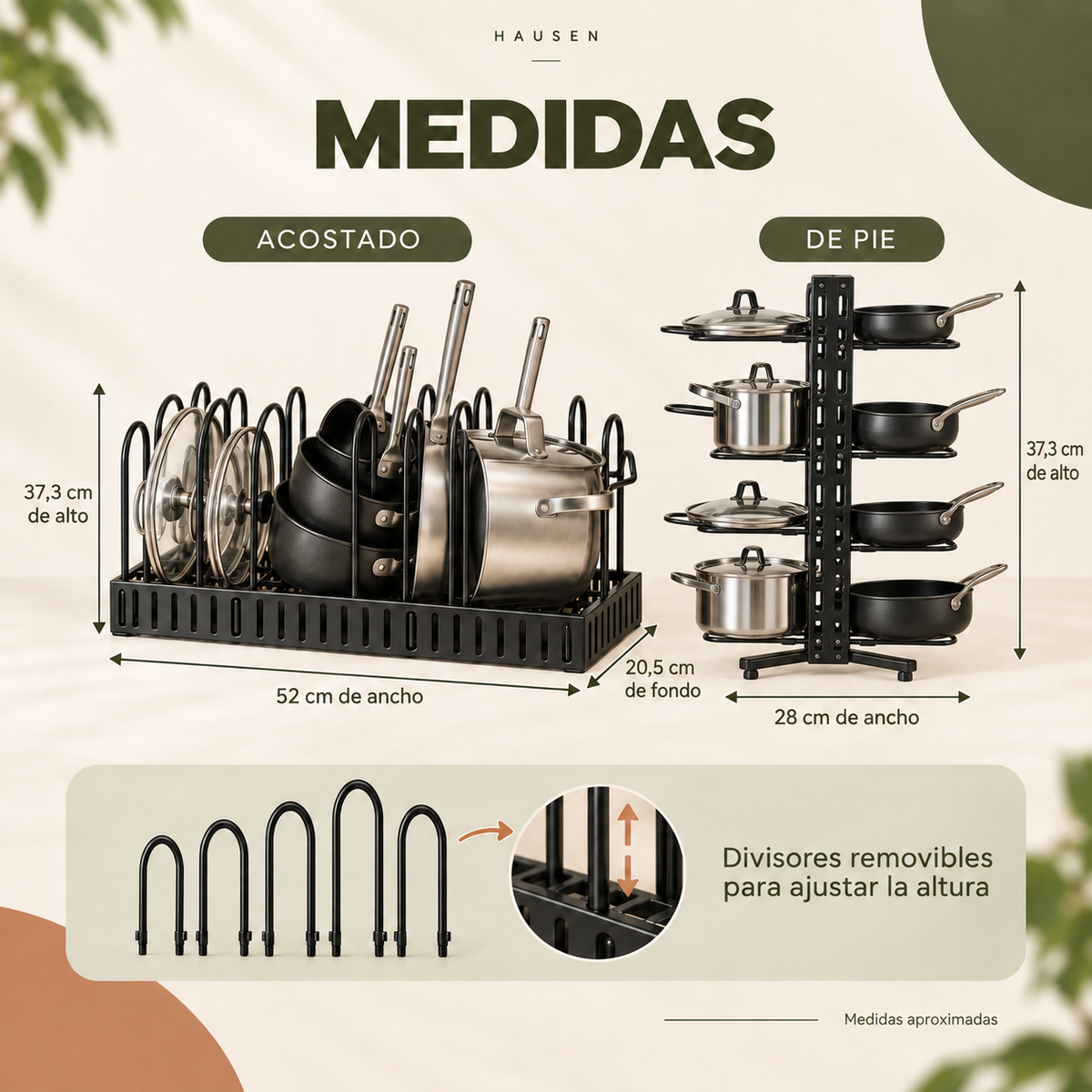 Medidas de PotRack® acostado y de pie